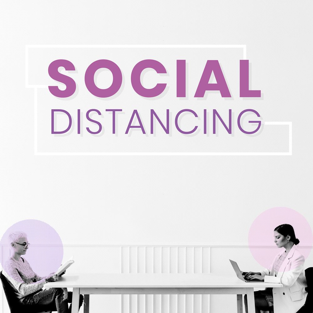 Social distancing Instagram post template, editable design