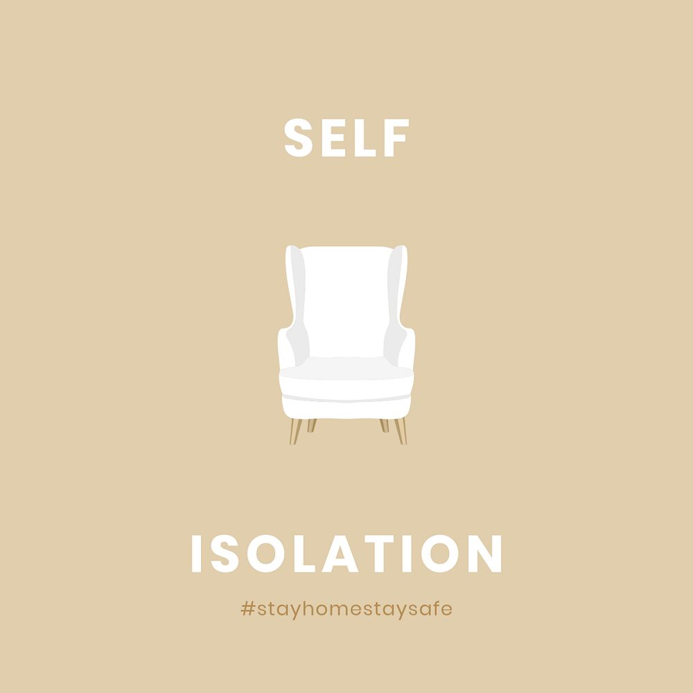 Self isolation Instagram post template, editable design