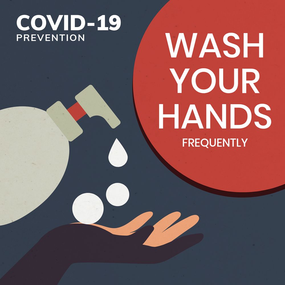 Hand wash Instagram post template, editable design