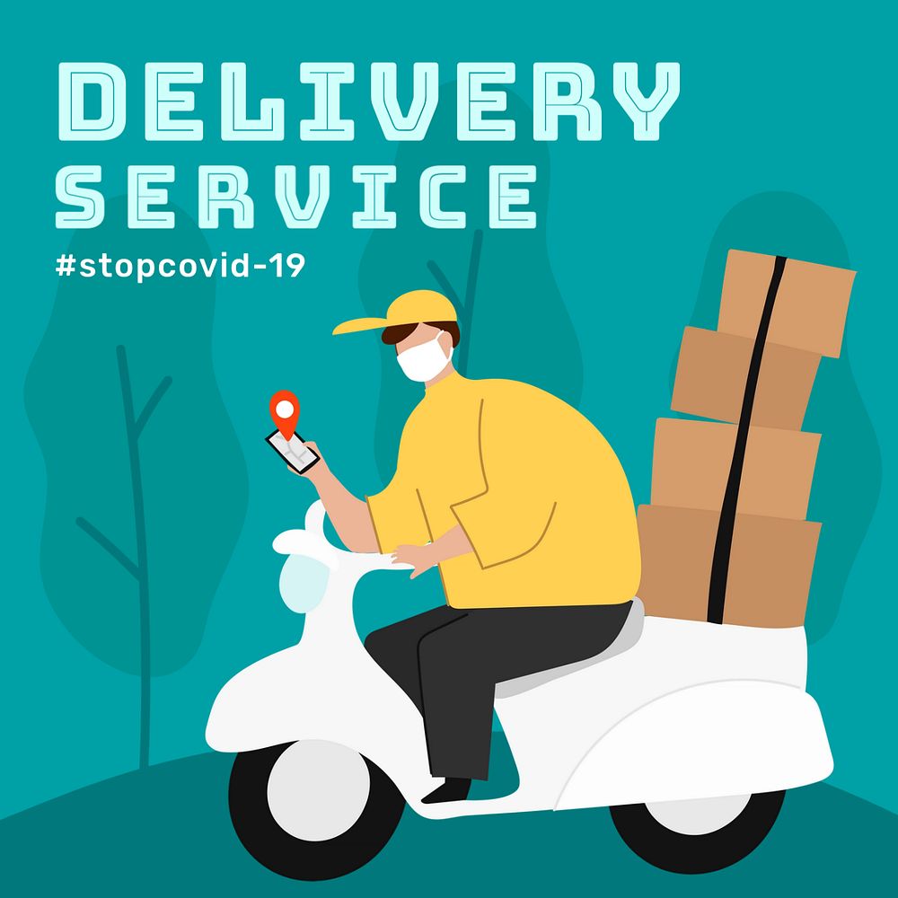 Delivery service Instagram post template, editable design