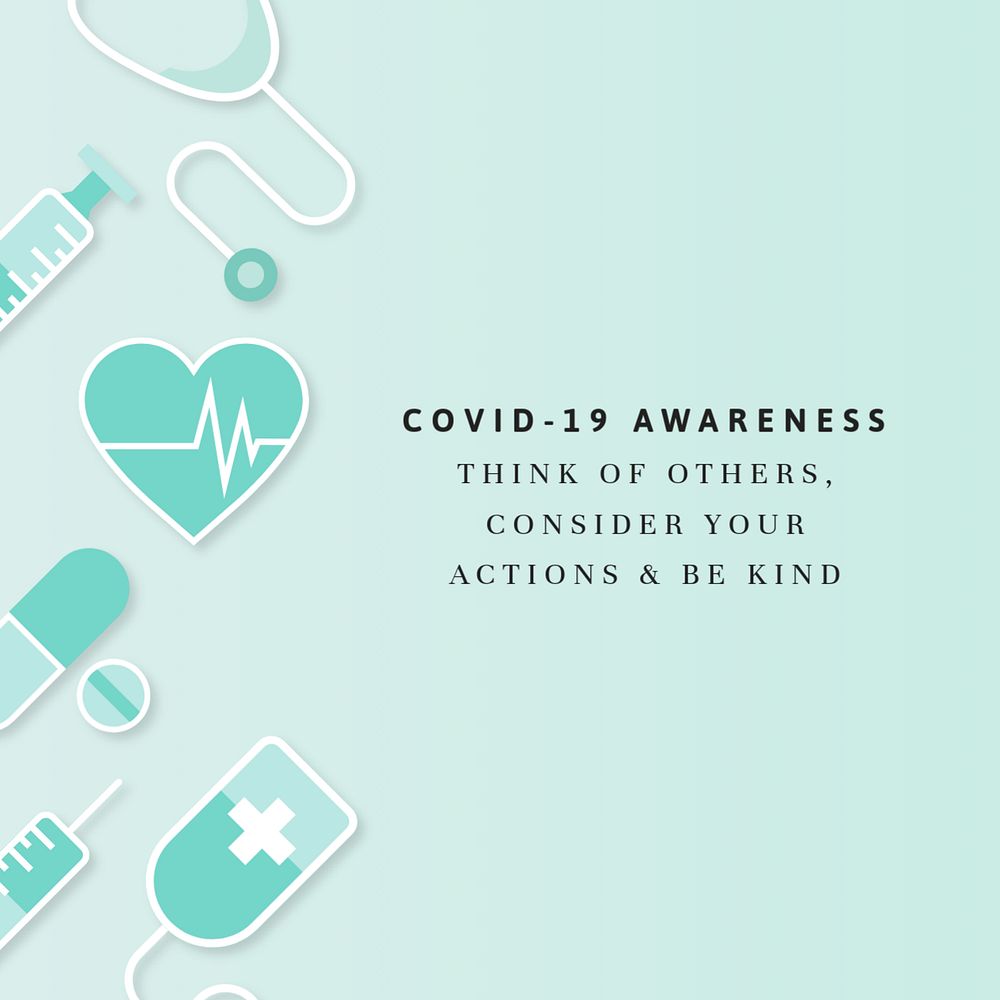 Covid-19 awareness Instagram post template, editable design