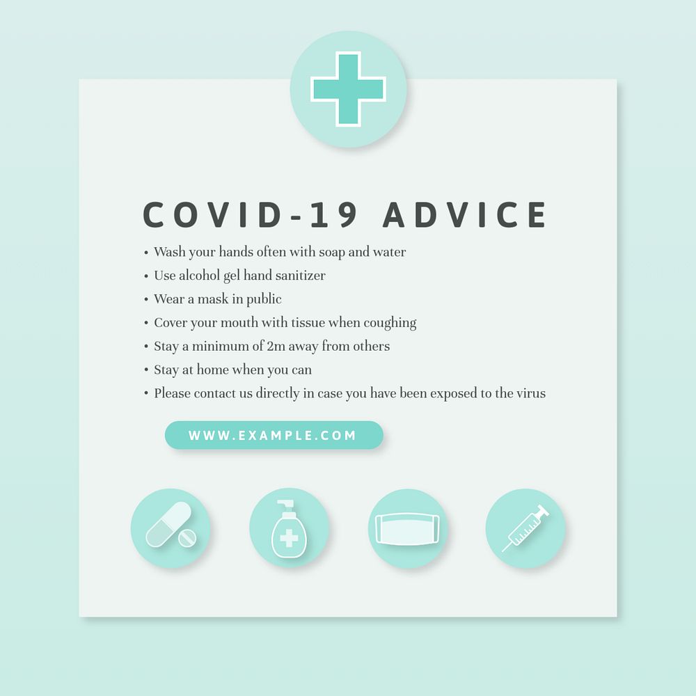 Covid-19 prevention Instagram post template, editable design