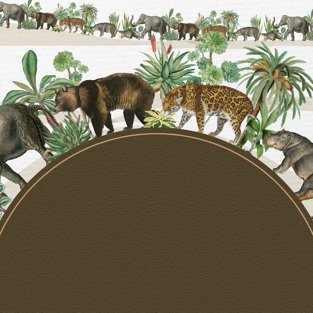 Wild animal pattern background, editable frame design