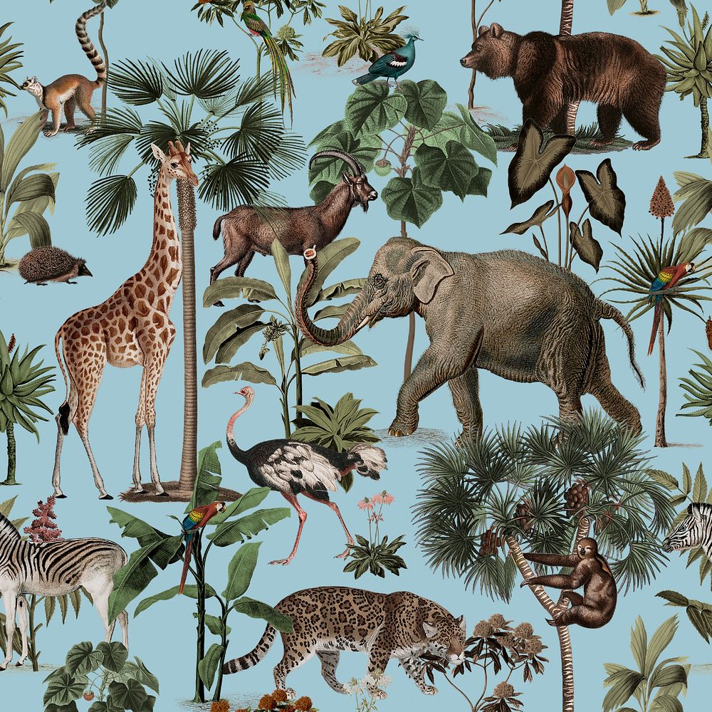 Wild animal pattern background, editable design