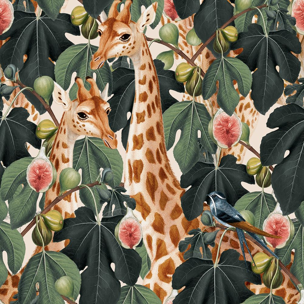 Vintage giraffe pattern background, editable design