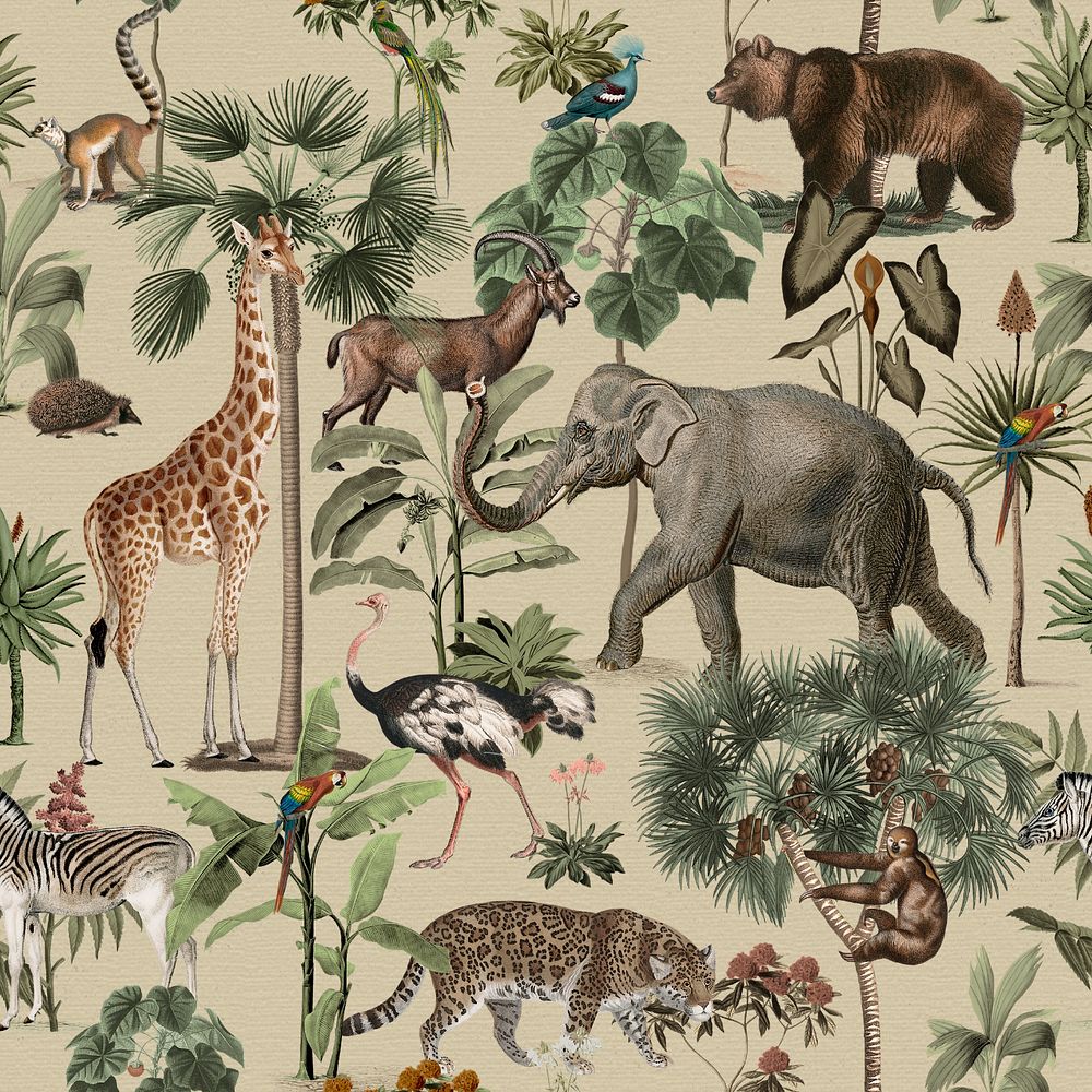 Wild animal pattern background, editable design