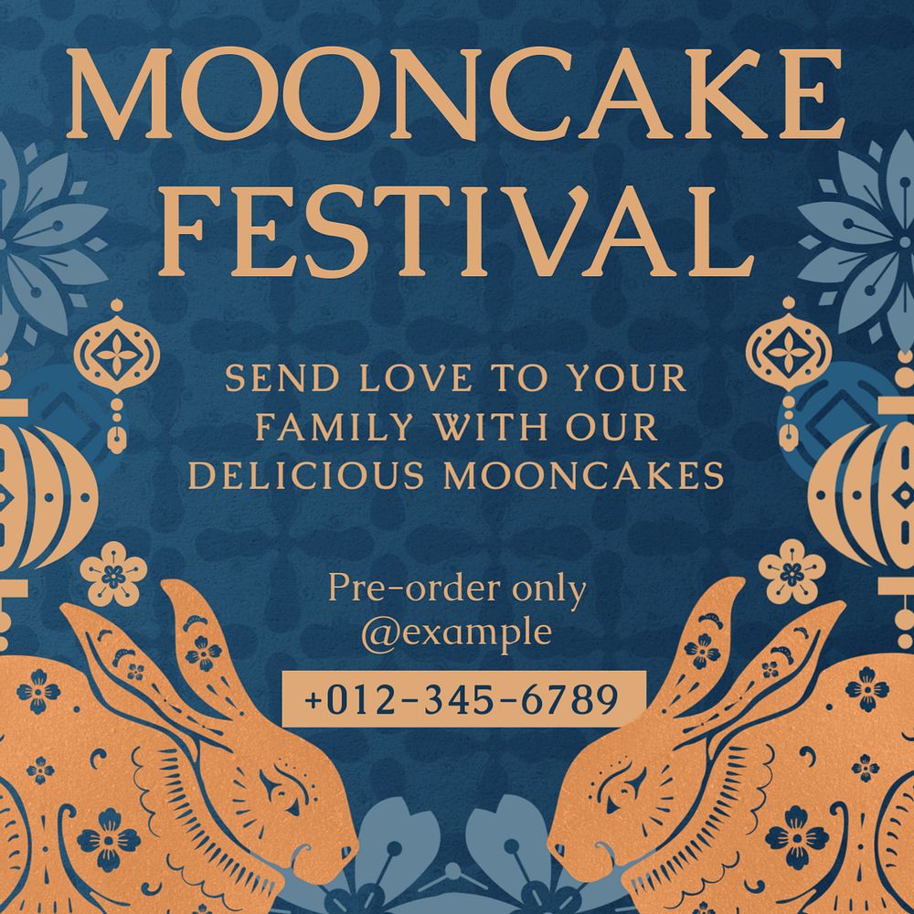 Mooncake festival Instagram post template, editable design