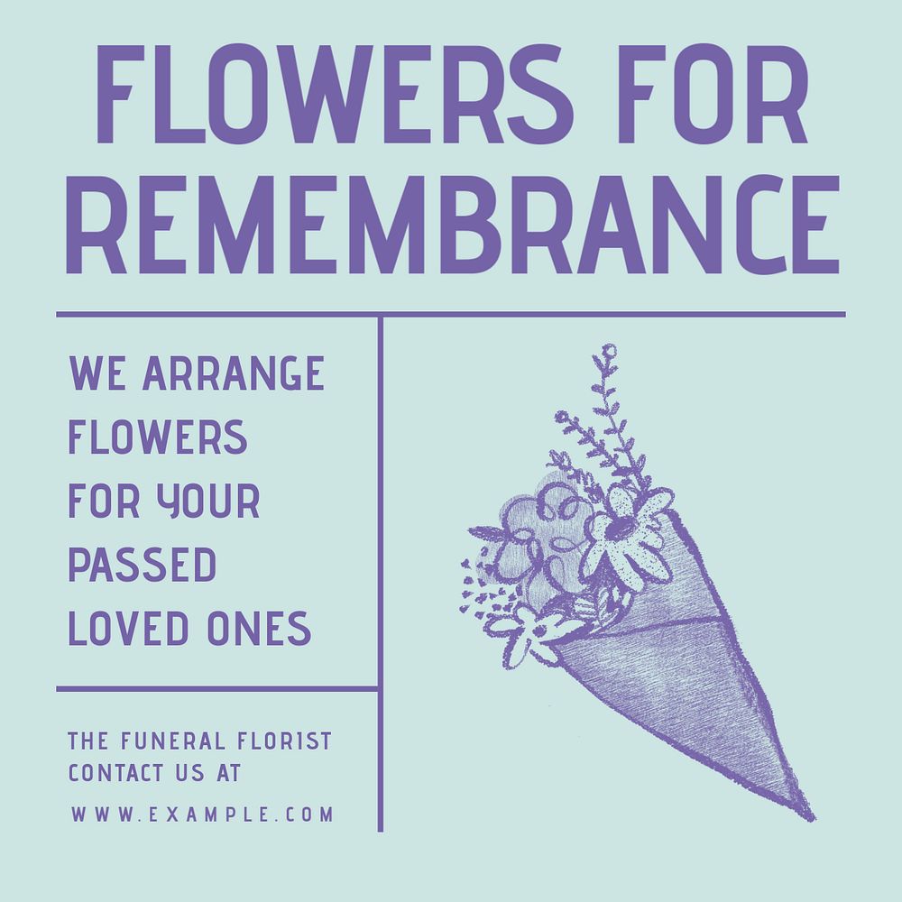 Remembrance flower Instagram post template, editable design