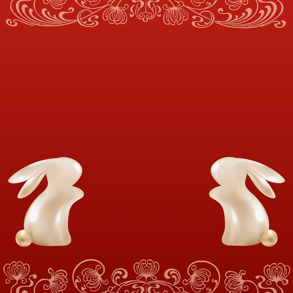 Chinese New Year background, rabbit zodiac 3D, editable design