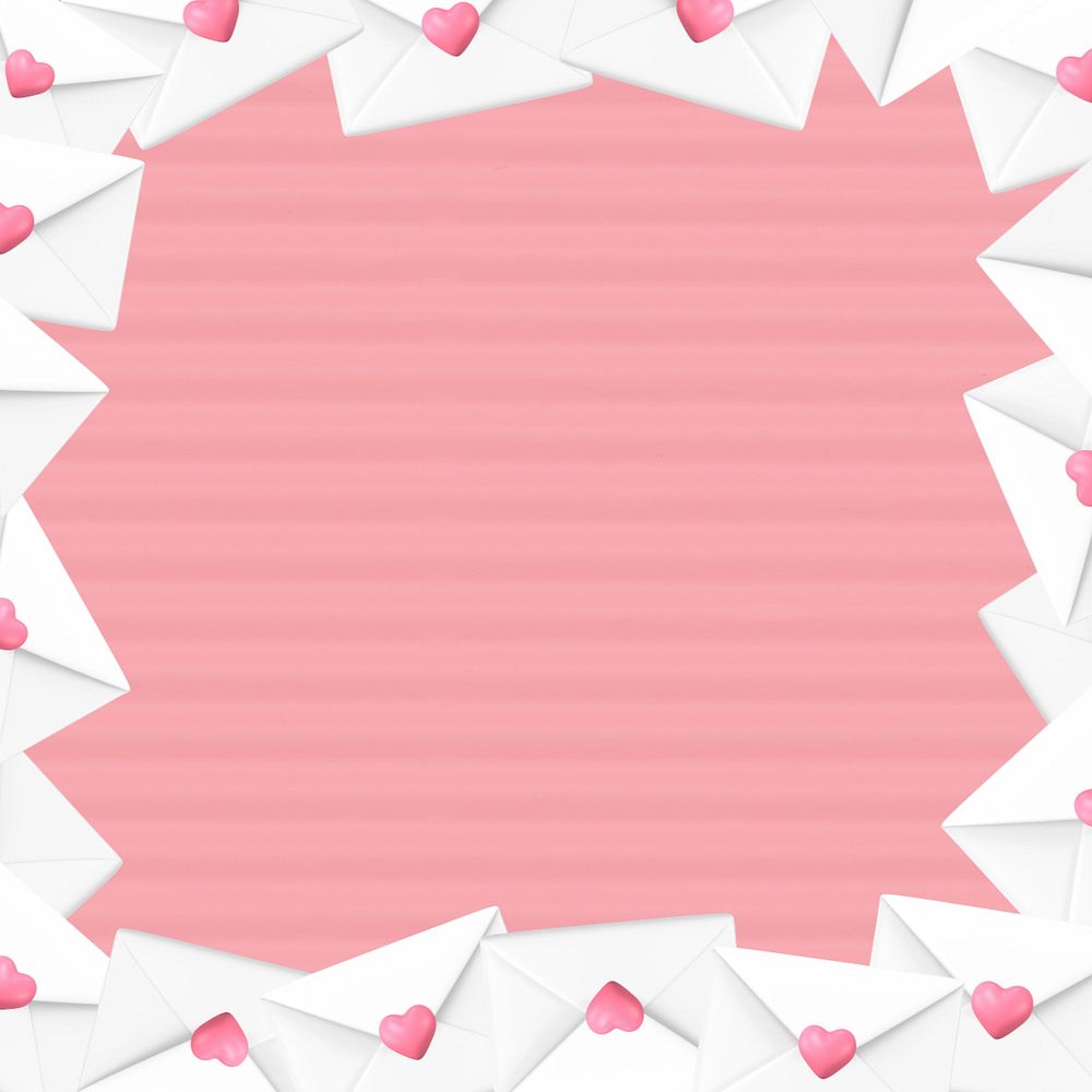 Love letter frame background, pink aesthetic design, editable design