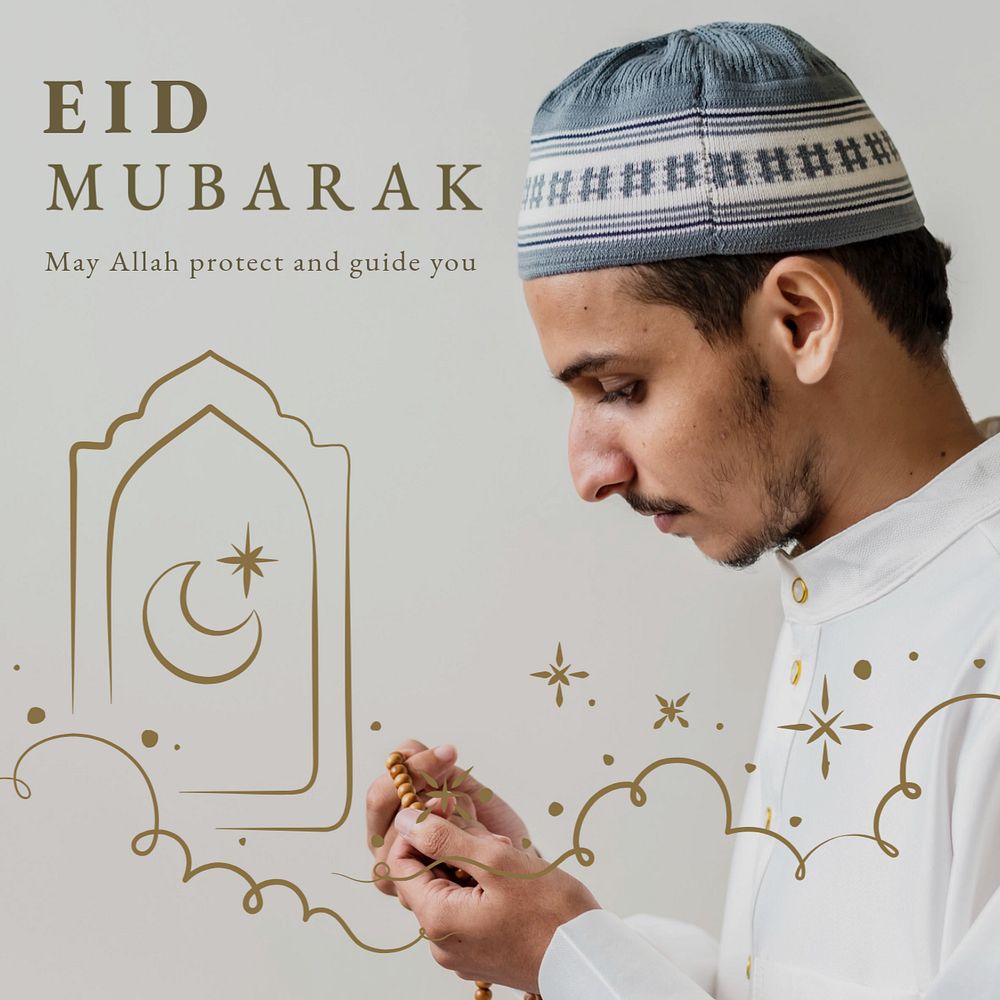 Eid Mubarak Instagram post template, editable design