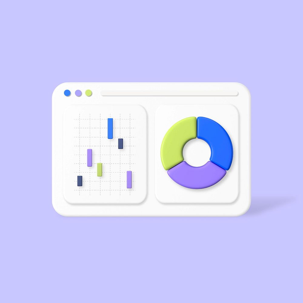 Financial analytics website 3d graphic remix, customizable background & elements