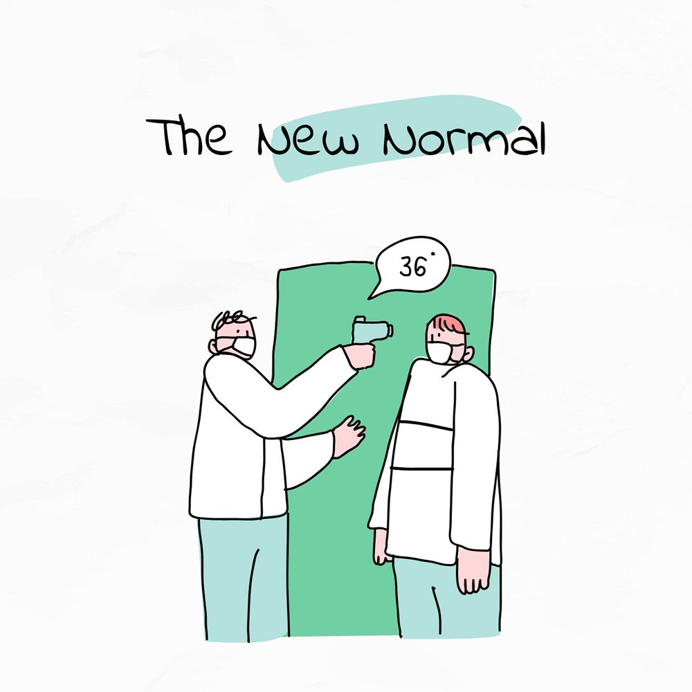 New normal  Instagram post template, editable Covid-19 doodle design