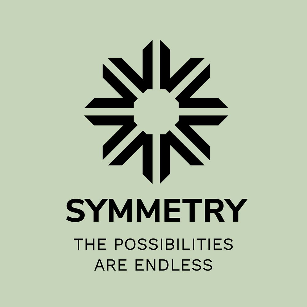 Symmetry business logo template in black, editable design