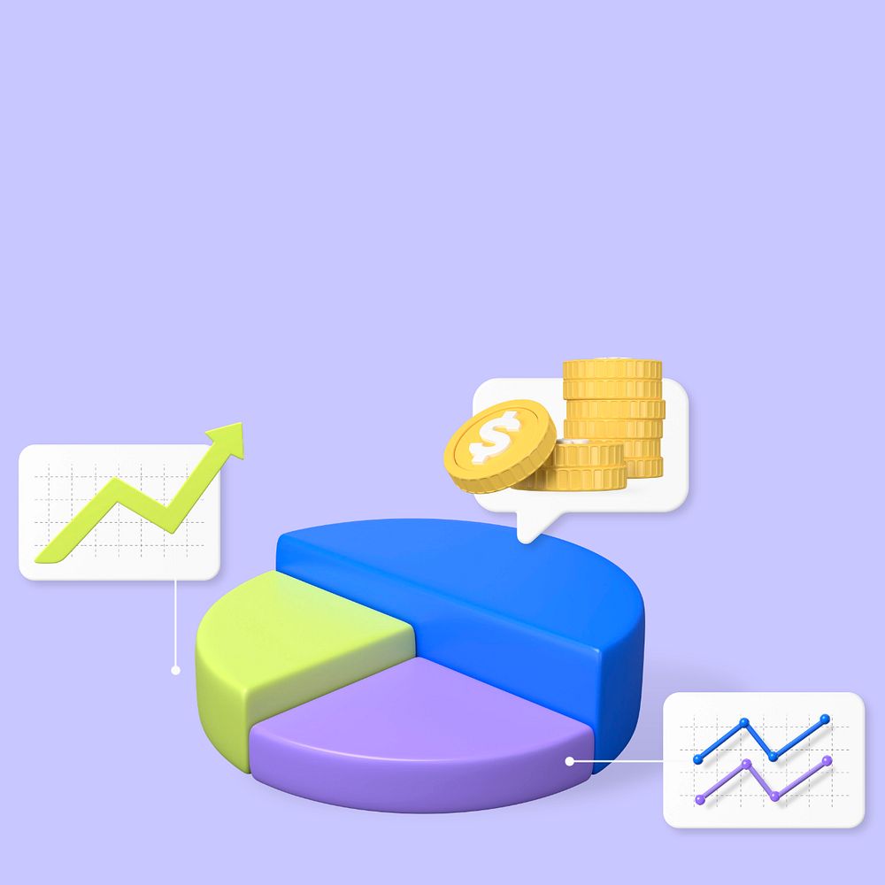 Expenditure tracker graph 3d graphic remix, customizable background & elements