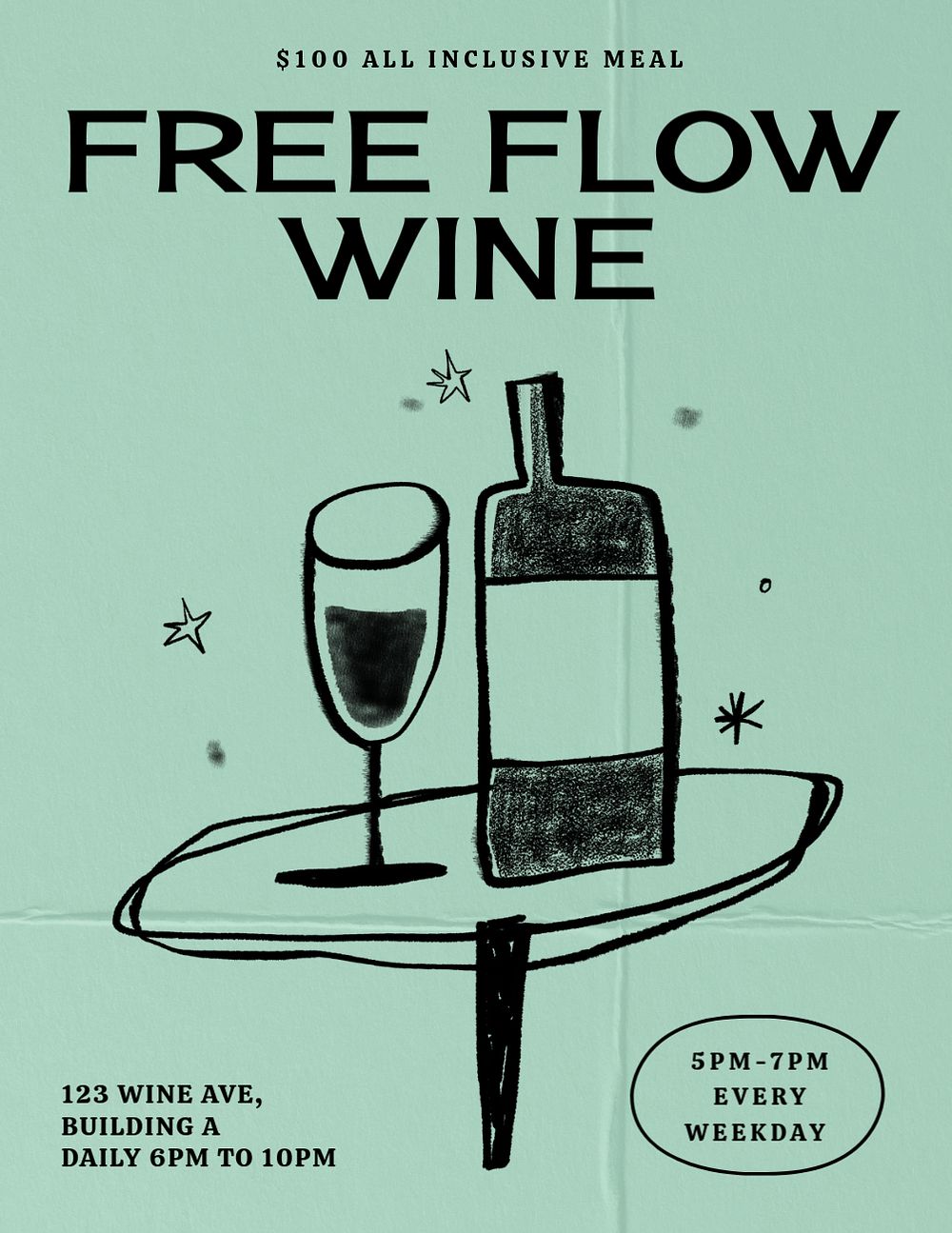 Free flow wine flyer template, editable design