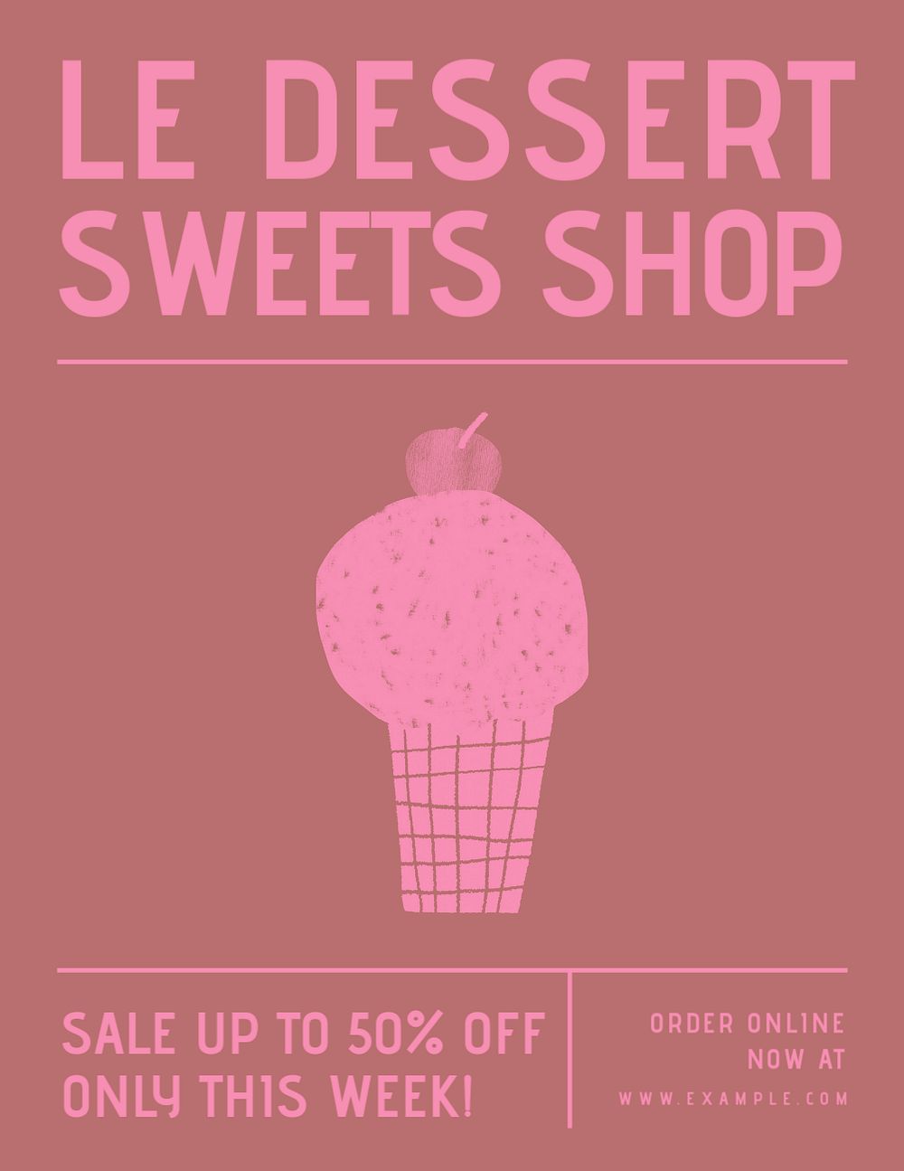 Sweet shop flyer template, editable design