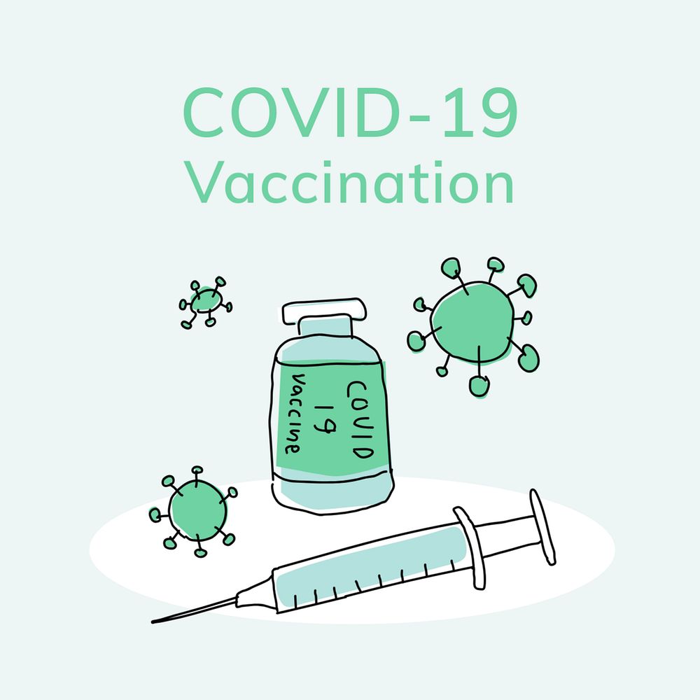 Vaccination  Instagram post template, editable Covid-19 doodle design