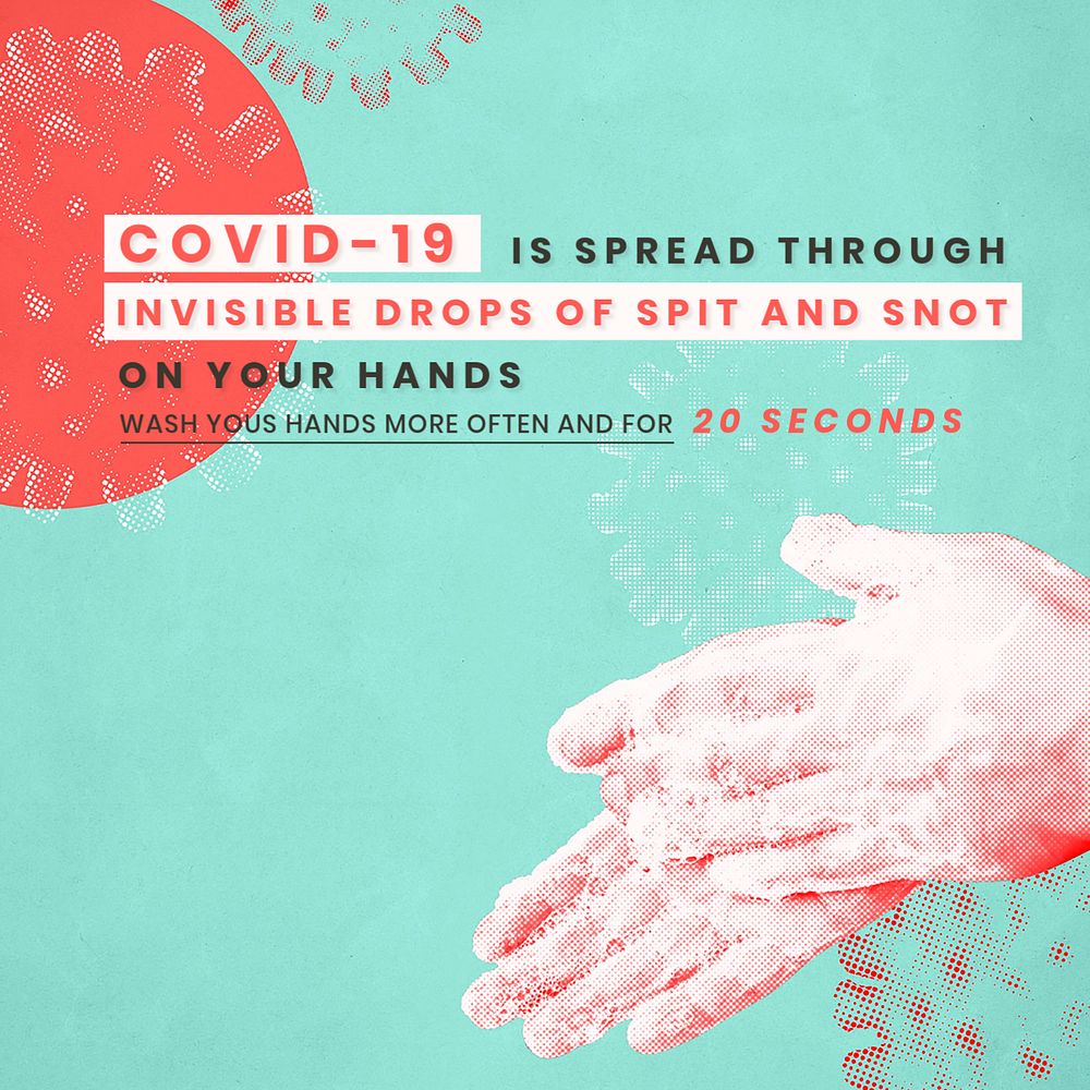 Pandemic hand washing Instagram post template, editable design