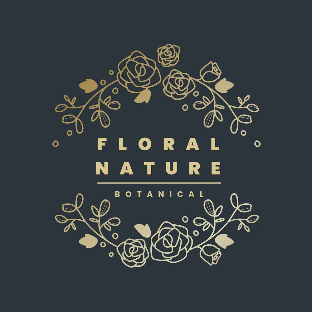 Gold floral logo editable template, professional design for wellness business