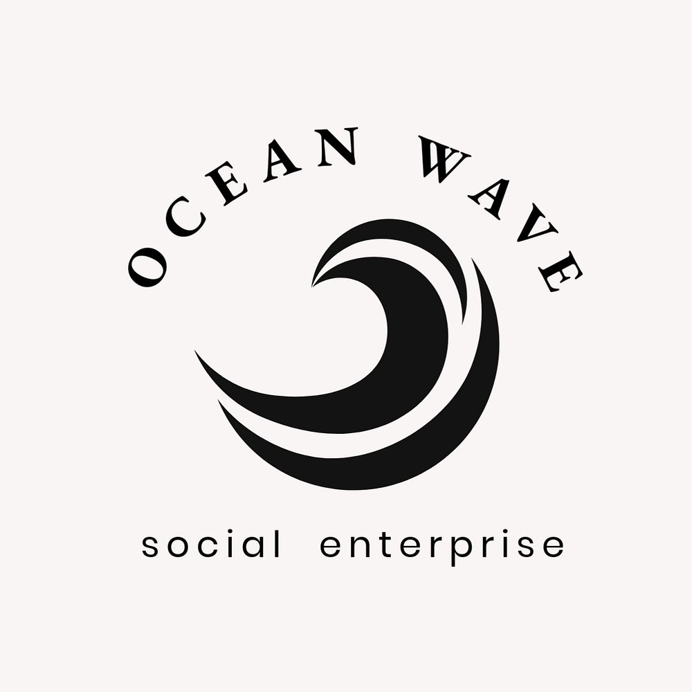 Ocean wave logo template, professional simple flat design