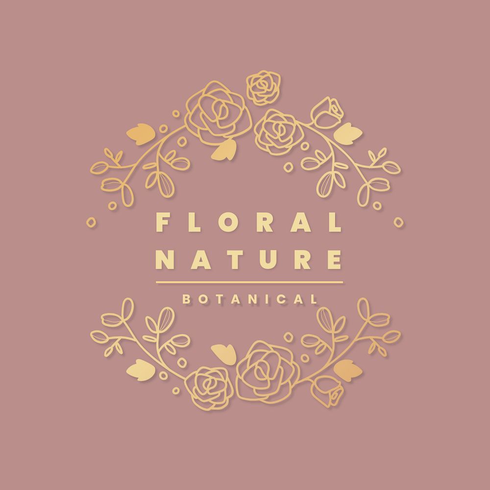 Gold floral logo editable template, professional design for wellness business