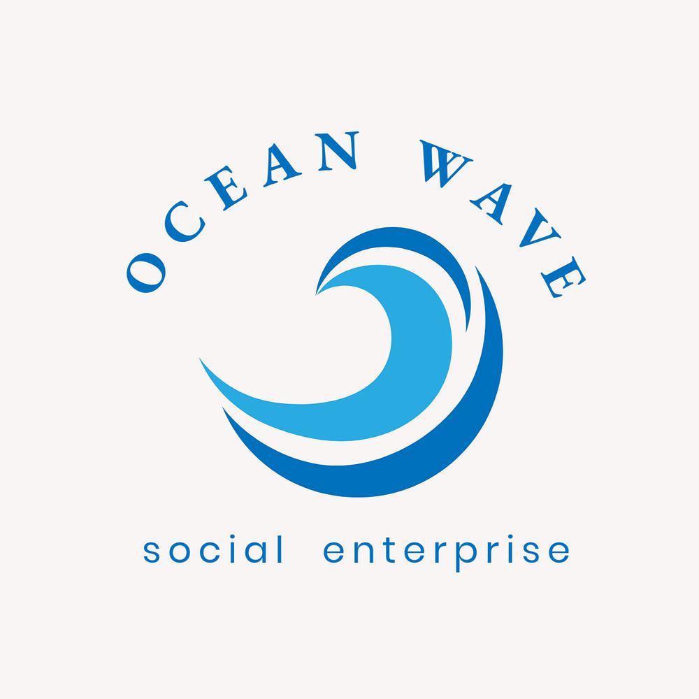 Ocean wave logo template, editable design