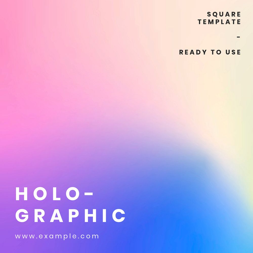 Colorful holographic  Facebook post template, editable design