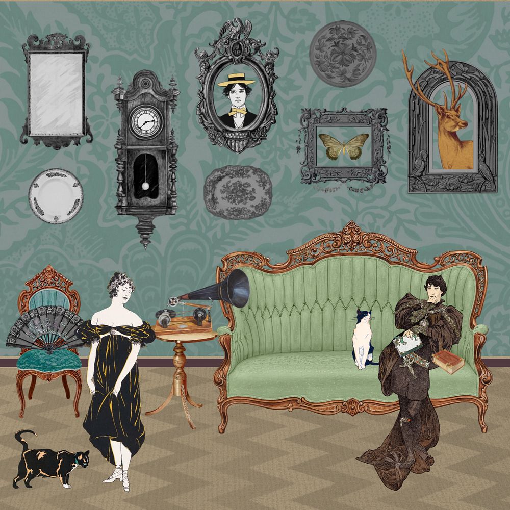 Victorian era aesthetic background, editable vintage illustration, remixed by rawpixel