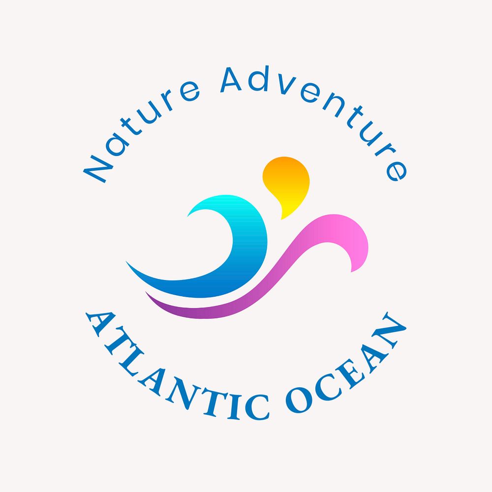 Atlantic ocean logo template, environmental business, gradient editable design