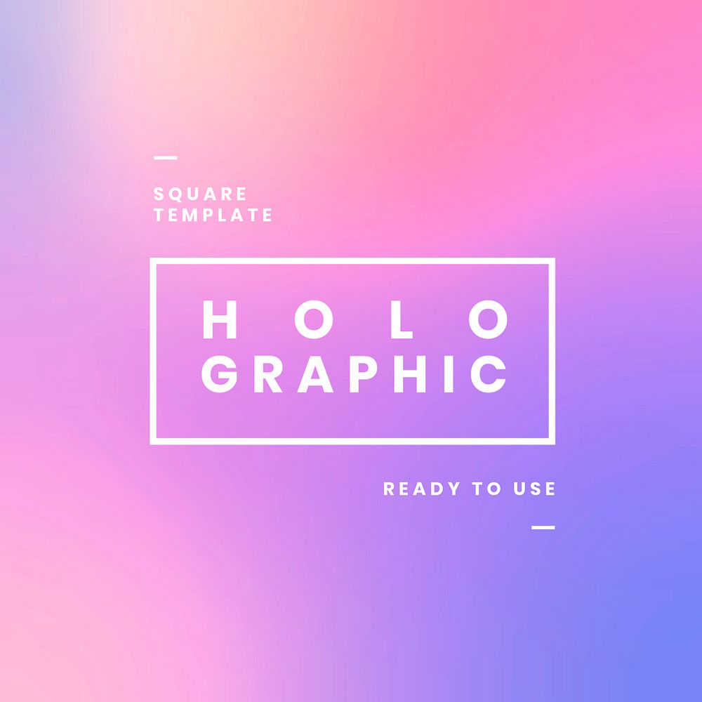 Colorful holographic  Instagram post template, editable design