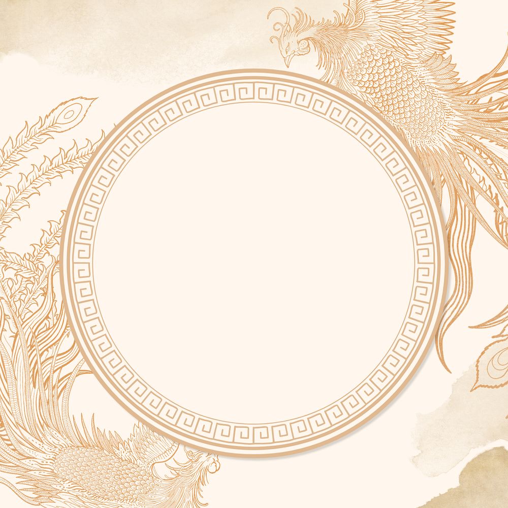 Chinese phoenix frame background, traditional animal illustration, editable design