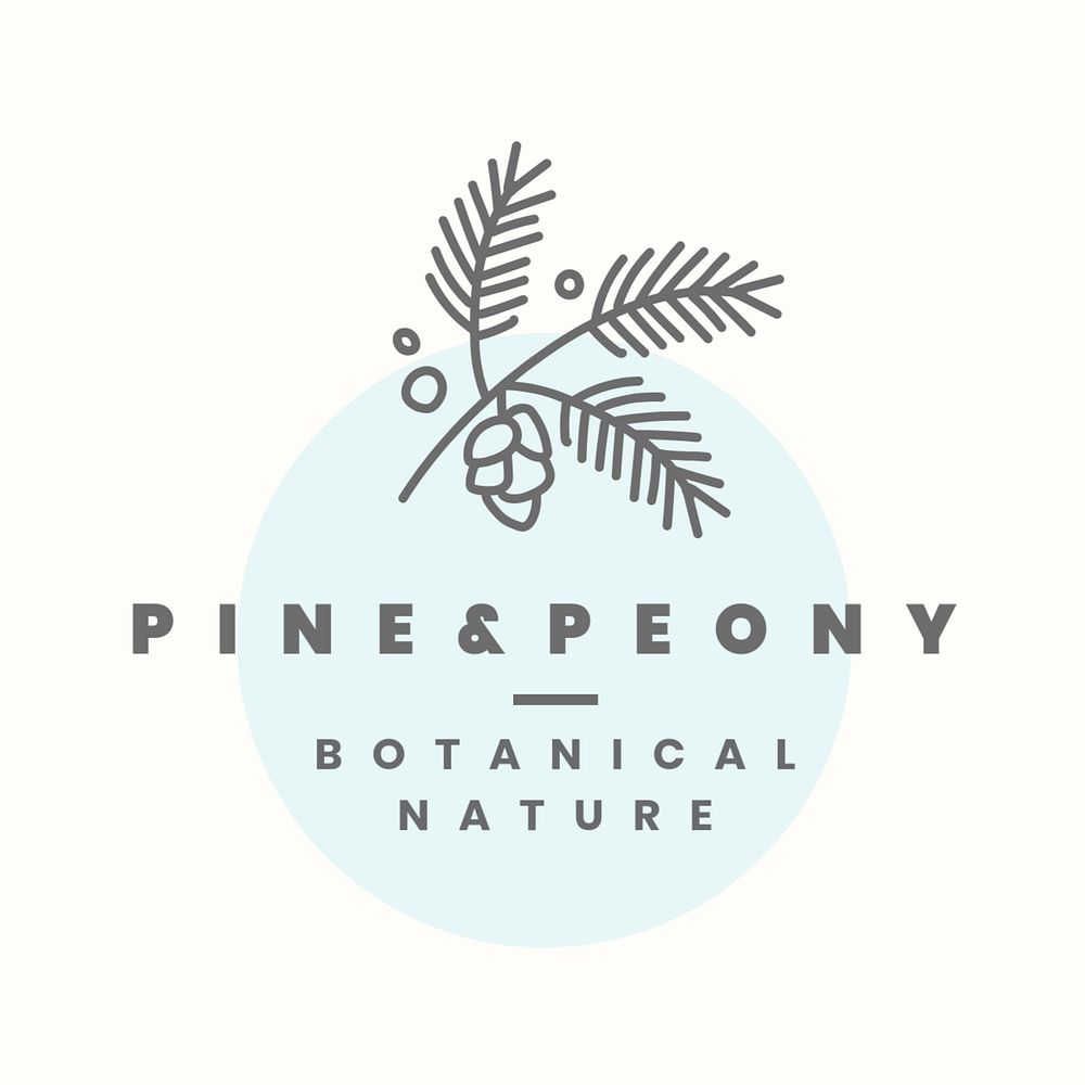 Organic botanical logo editable template, leaf illustration for business