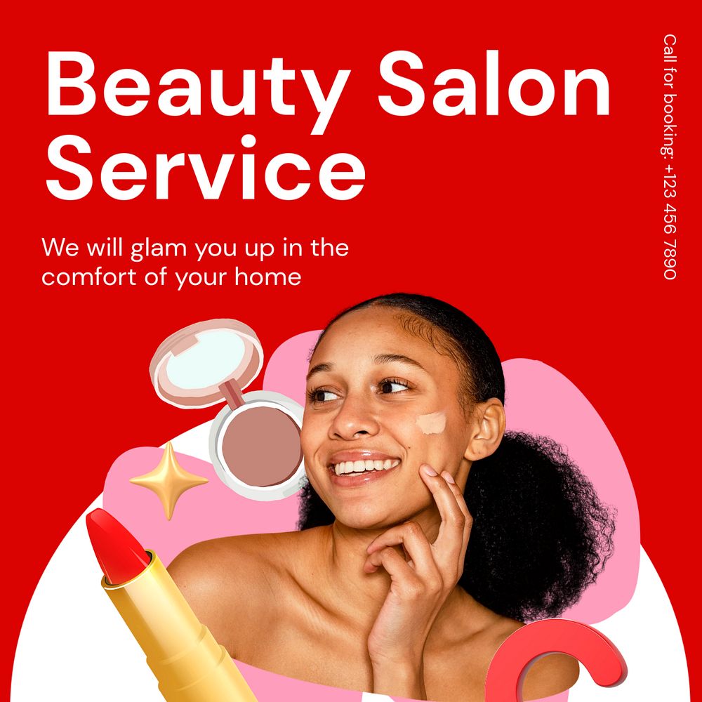 Beauty salon service Instagram ad template, editable social media post design