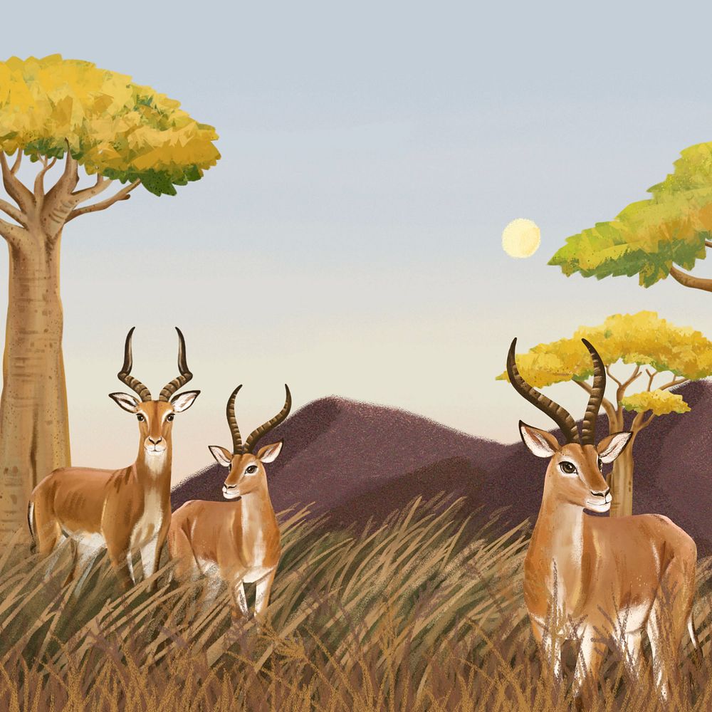 African animals background, drawing design