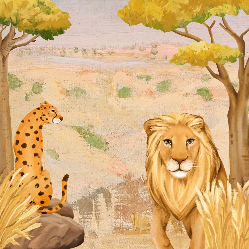 Lion & leopard background, drawing design