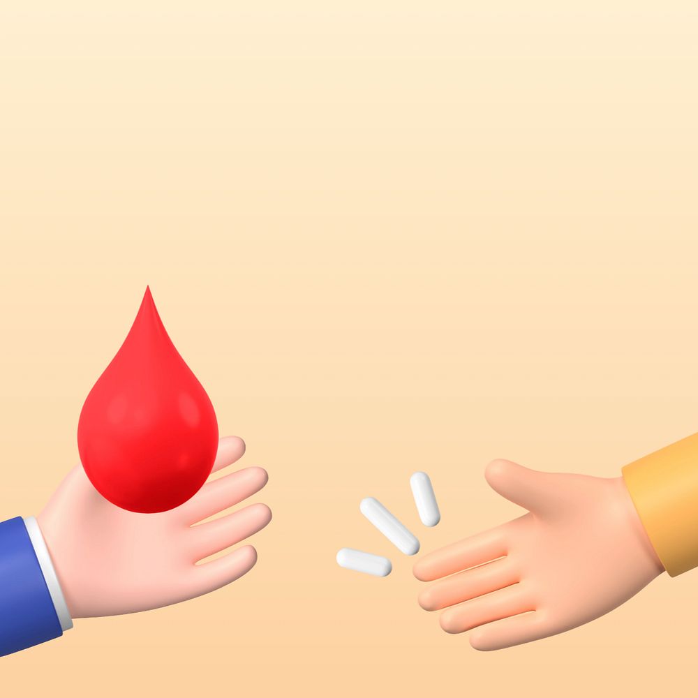 3D blood donation background, charity concept, editable design