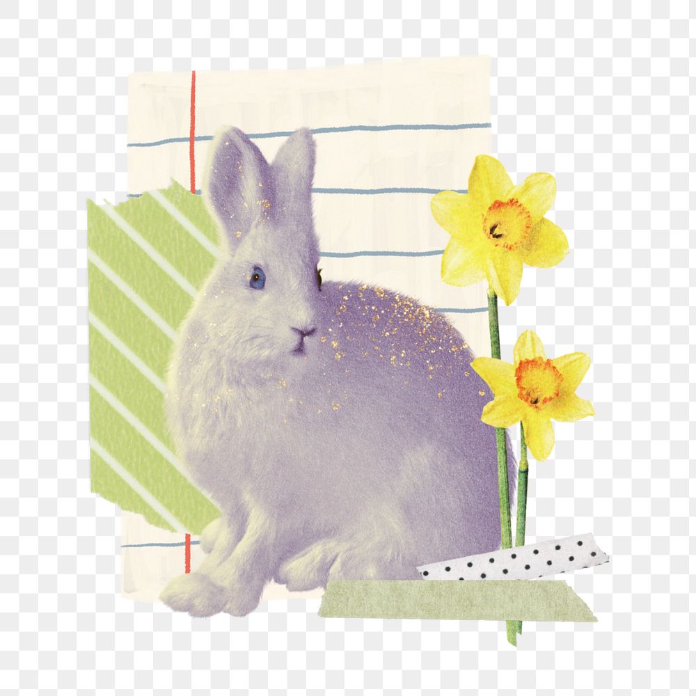 Easter bunny collage element, editable note paper design