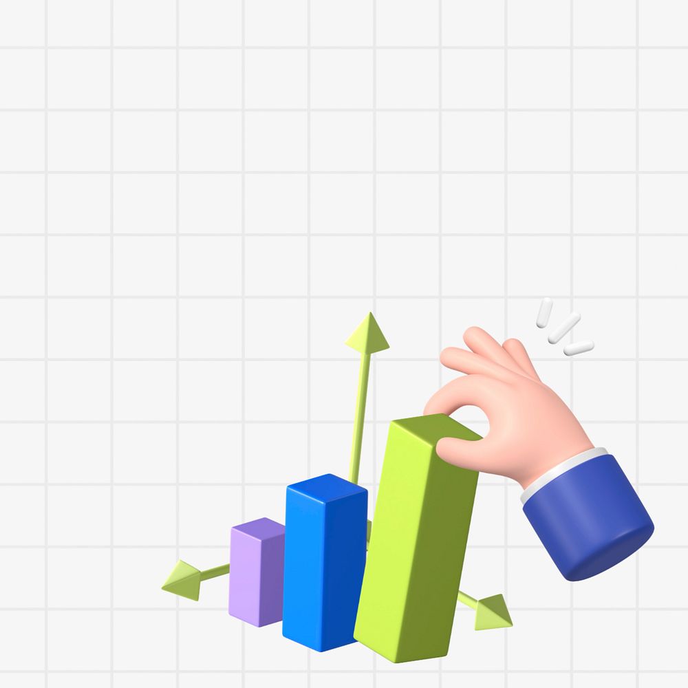 3D successful business background, growing bar charts, editable design