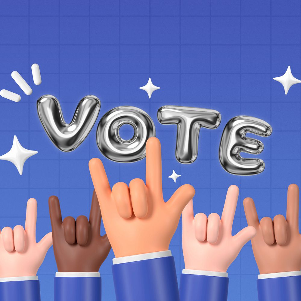 Election vote hands background, 3D rendering, editable design