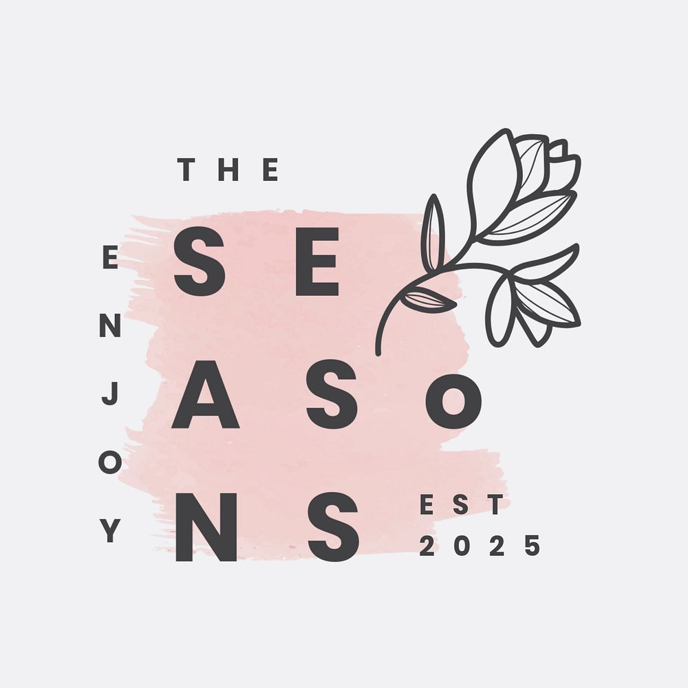 Aesthetic flower editable logo template, botanical illustration