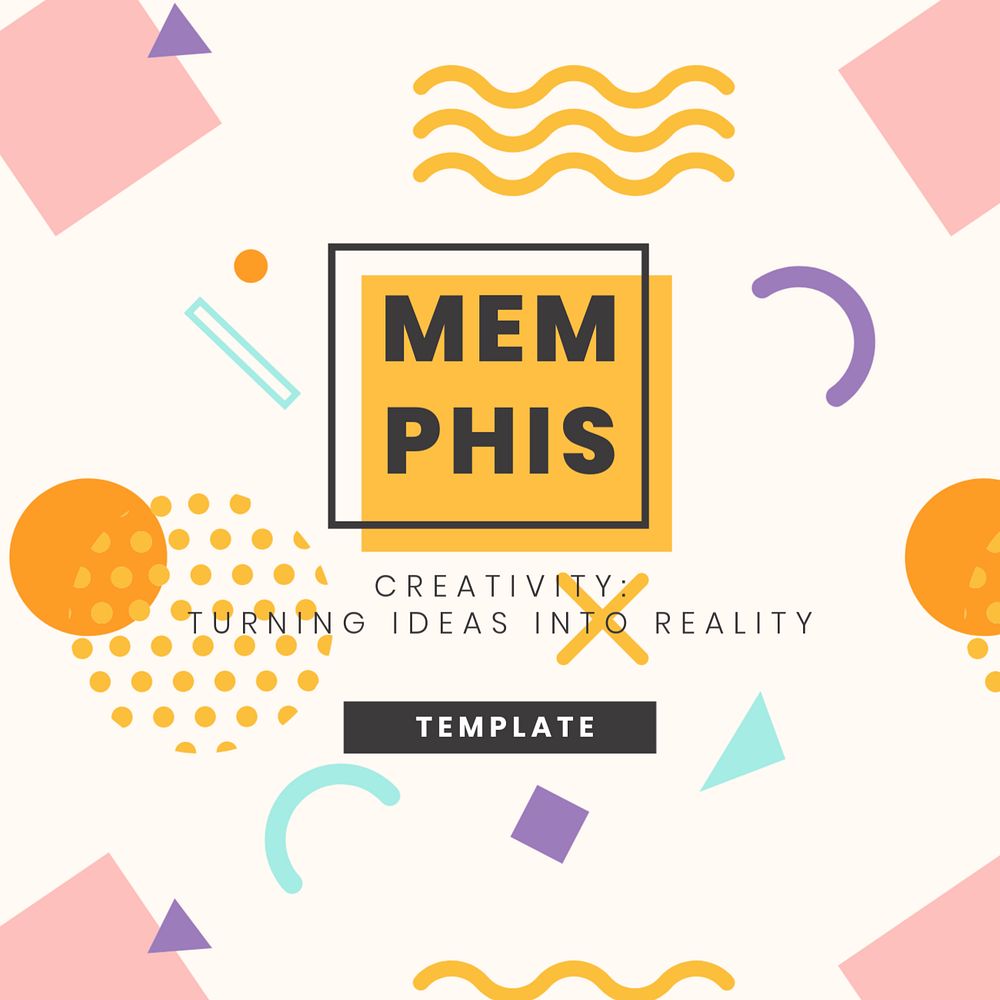 Cute memphis Instagram post template, editable design