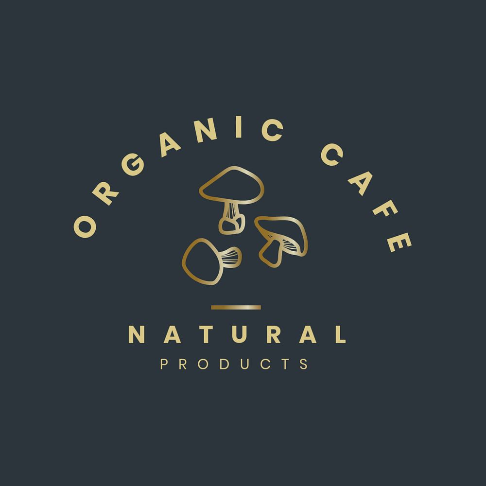 Organic cafe business logo template, editable gold design for organic branding