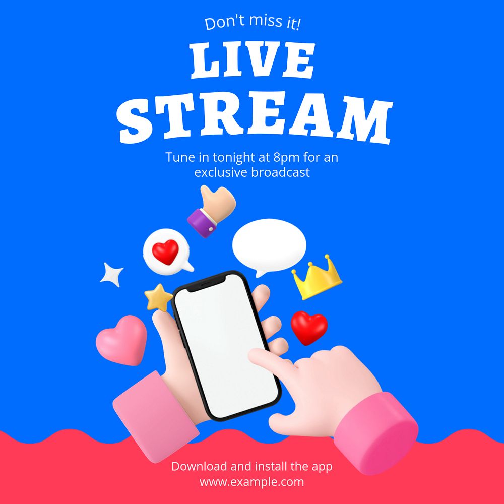 Live stream Instagram ad template, editable social media post design