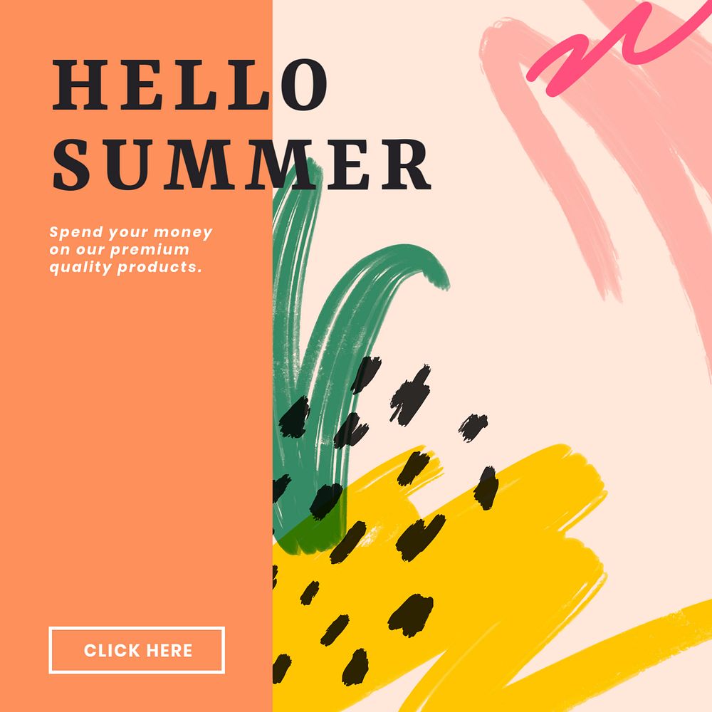 Summer memphis Instagram post template, editable design