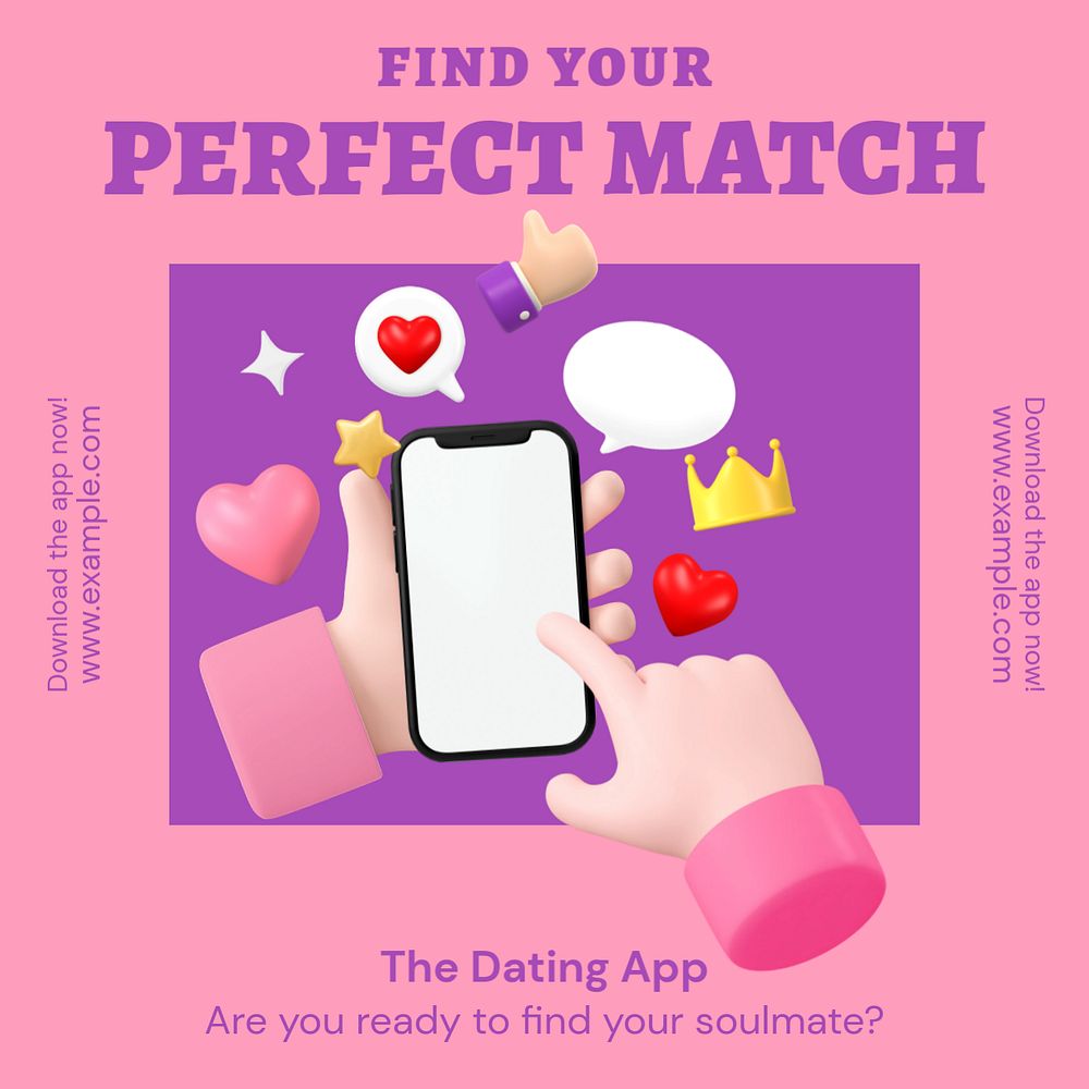 Online dating Instagram ad template, editable social media post design