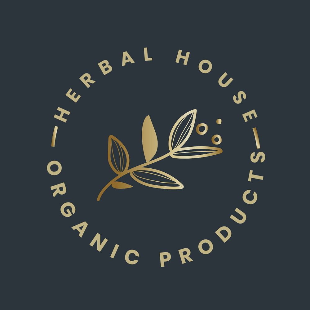 Gold leaf business logo template, editable organic product branding