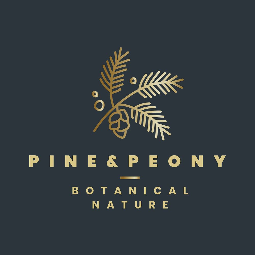 Organic botanical gold logo template, editable leaf illustration for business