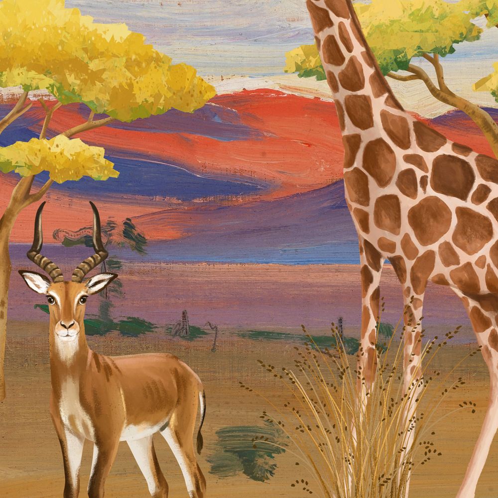 African animals background, drawing design