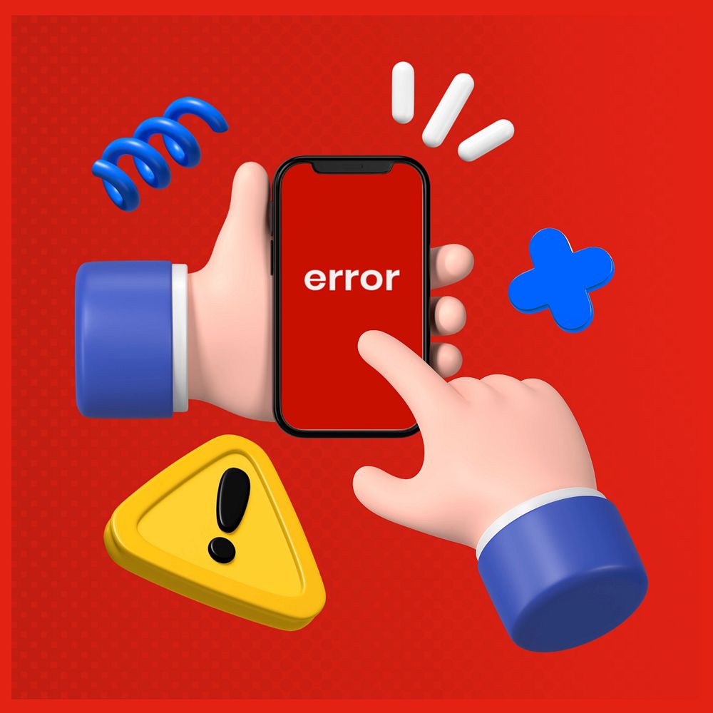 Error smartphone system, technology security concept, editable design